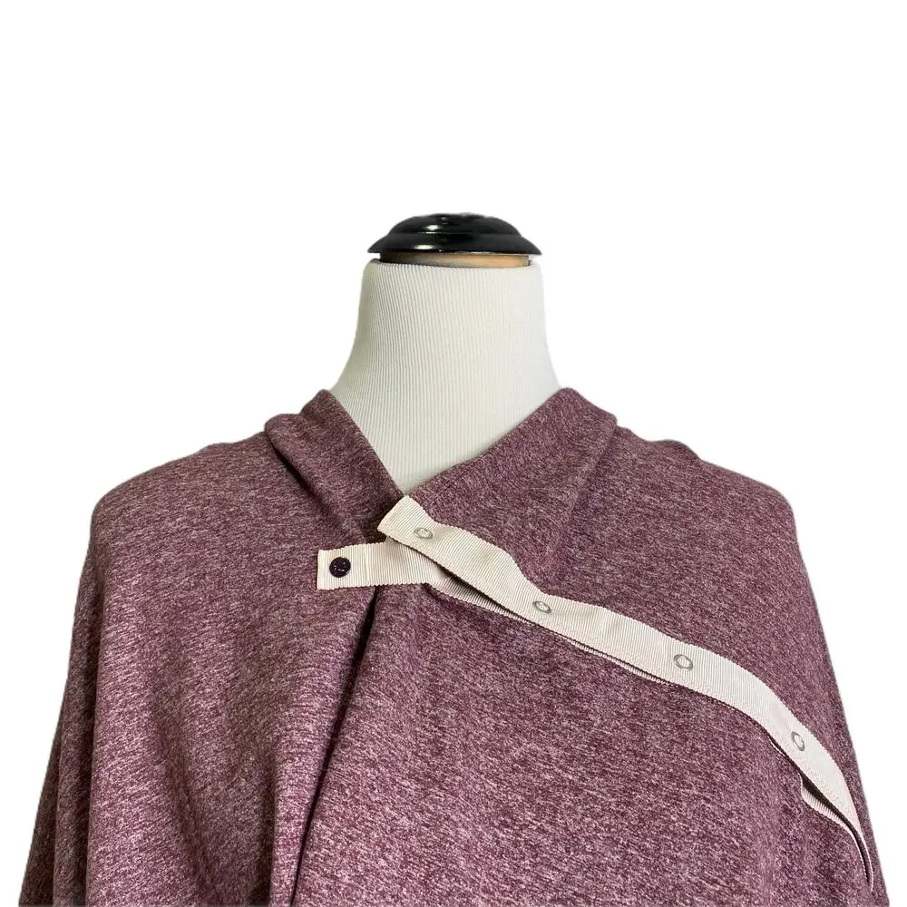 Lululemon On The Go Women's Sweater Heathered Magenta Button-Front Wrap‎ Poncho